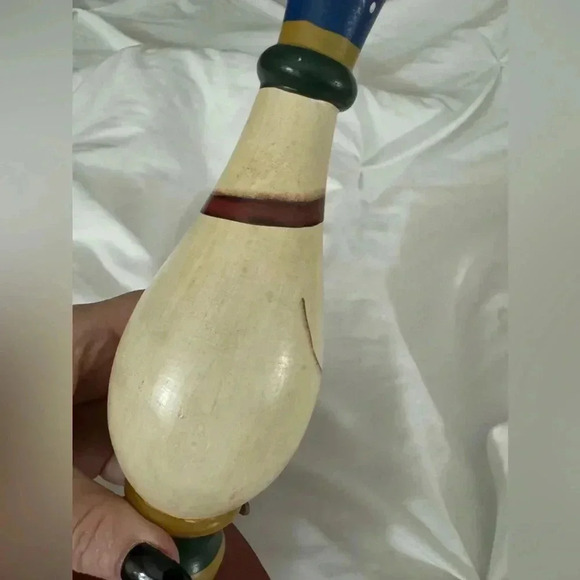 VTG 90’s Candlestick Christmas Snowman Cottagecore Country Wooden Hand Painted - Picture 8 of 11